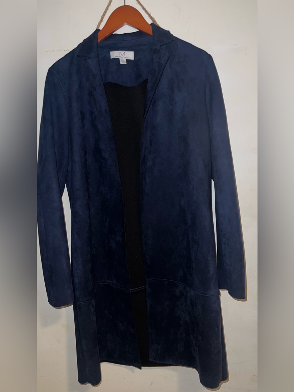 Magaschoni Men's Deep Navy Suede-Style Shirt Jacket